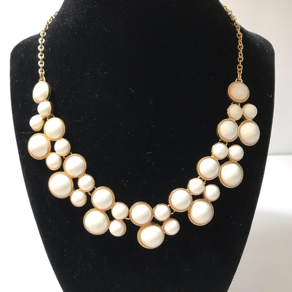 Liz Claiborne White Cobachon Gold Necklace - Picture 1 of 8